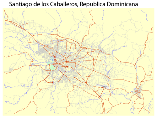 Full detailed vector map of Greater Santo Domingo, exact scale, the ability to bind to the coordinates.
All the streets and roads. The names of the streets: shifted to the horizontal. 
For the design, printing. 
Editable map. 
Free Download.
Adobe Illustrator CS4 Completo mapa vectorial detallada de Gran Santiago de Los Caballeros, escala exacta, la capacidad de unirse a las coordenadas. Editable map.
Todas las calles y carreteras. Los nombres de las calles: desplazan a la horizontal. 
Adobe Illustrator CS.4. Para el diseño, impresión. Gratis descarga.